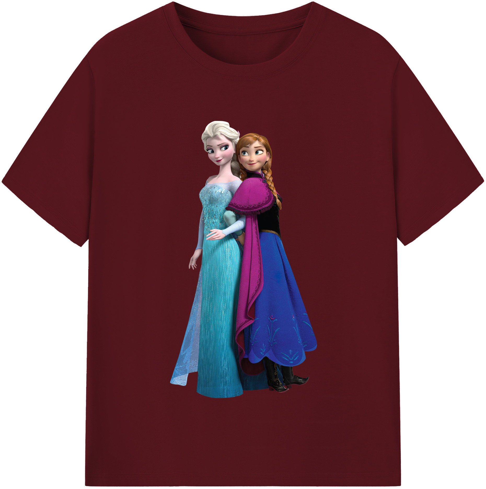 （画像用） アナと雪の女王 アンナ エルサ Frozen Anna Elsa 綿100％半袖Tシャツ（フロントプリント）